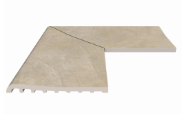 Бордюр Serapool Terrace Antislips Natural Series Угол фарфорового плоского поручня наружный Pool Garden Beige 25x50