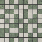 G-410(450)/PR/m01/300x300x10 Мозаика Travertino Светло-серая+ Зеленая Полированная 30x30