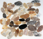 Мозаика Каменная Галька овал бел/корич/серая шлифованная 32x32