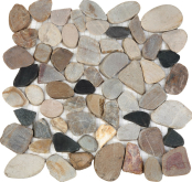 Мозаика Каменная Галька овал бел/корич/серая матовая 32x32