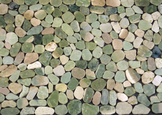 Мозаика Каменная Коврик Натур Галька на резине зелёно-белая 70x50