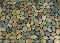 Мозаика Каменная Коврик Натур Галька на резине зелёно-серая 70x50