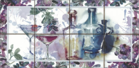 Панно Monocolor Composicion Acuarela Vino 40x20