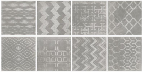 Керамогранит Cuadrado Glam Grey микс (8 видов) 23.5x23.5