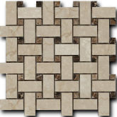 Мозаика Basket Weave Botticino Fiorito + Dark Imperador 30.5x30.5