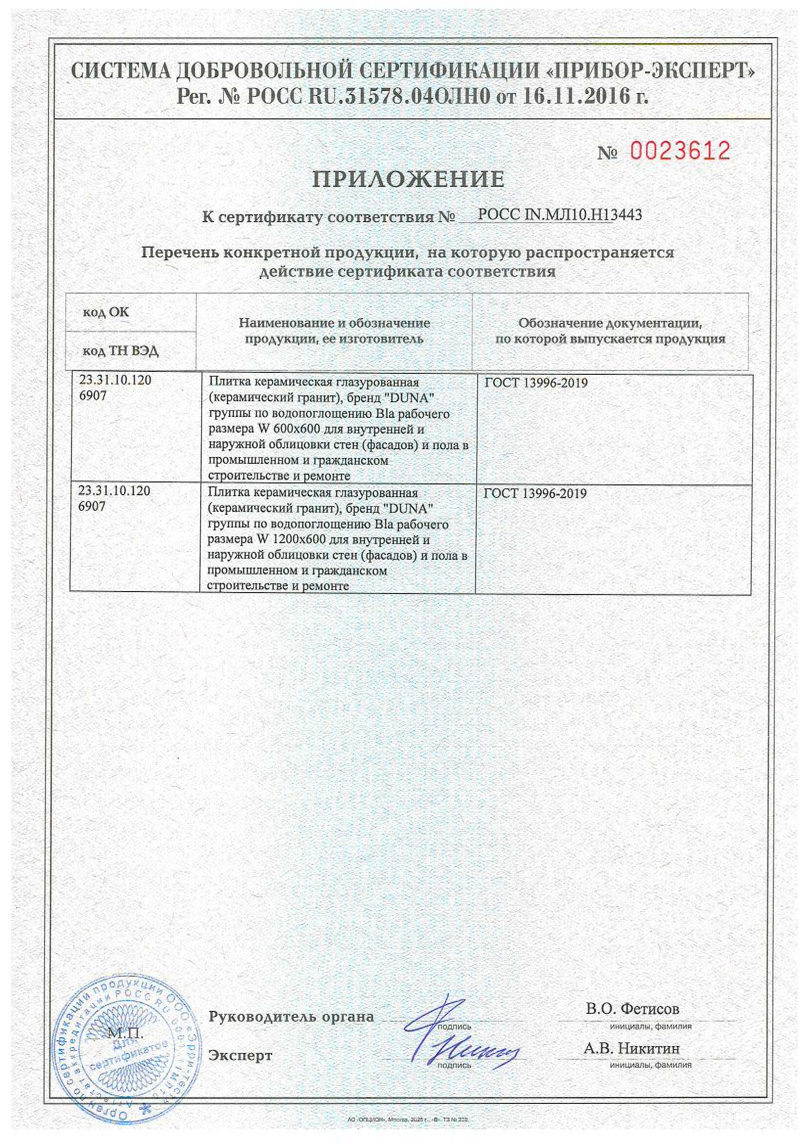 Сертификат на продукцию Duna фото 12